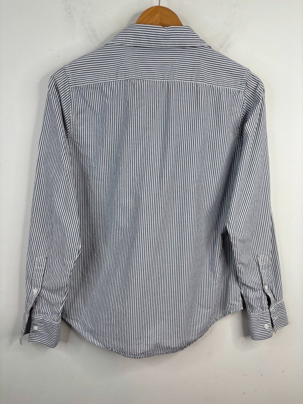 Outerknown 100% Organic Cotton Striped Button Down Shirt Women S Blue White Flaw - Picture 4 of 11